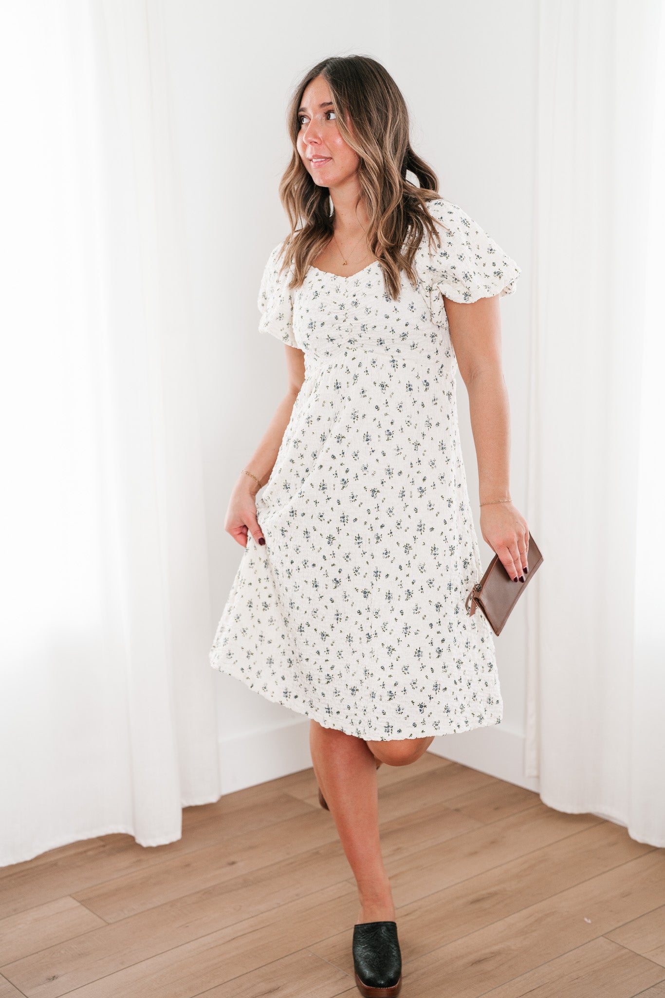 Forget Me Not Balloon Sleeve Dress