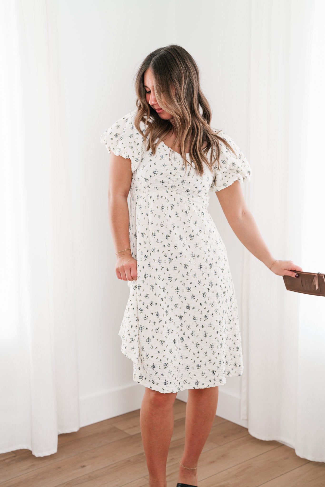 Forget Me Not Balloon Sleeve Dress