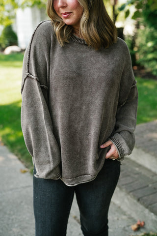 Ready to Go Knit Sweater - Dark Brown