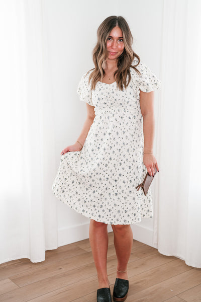 Forget Me Not Balloon Sleeve Dress