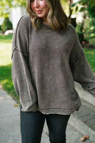 Ready to Go Knit Sweater - Dark Brown