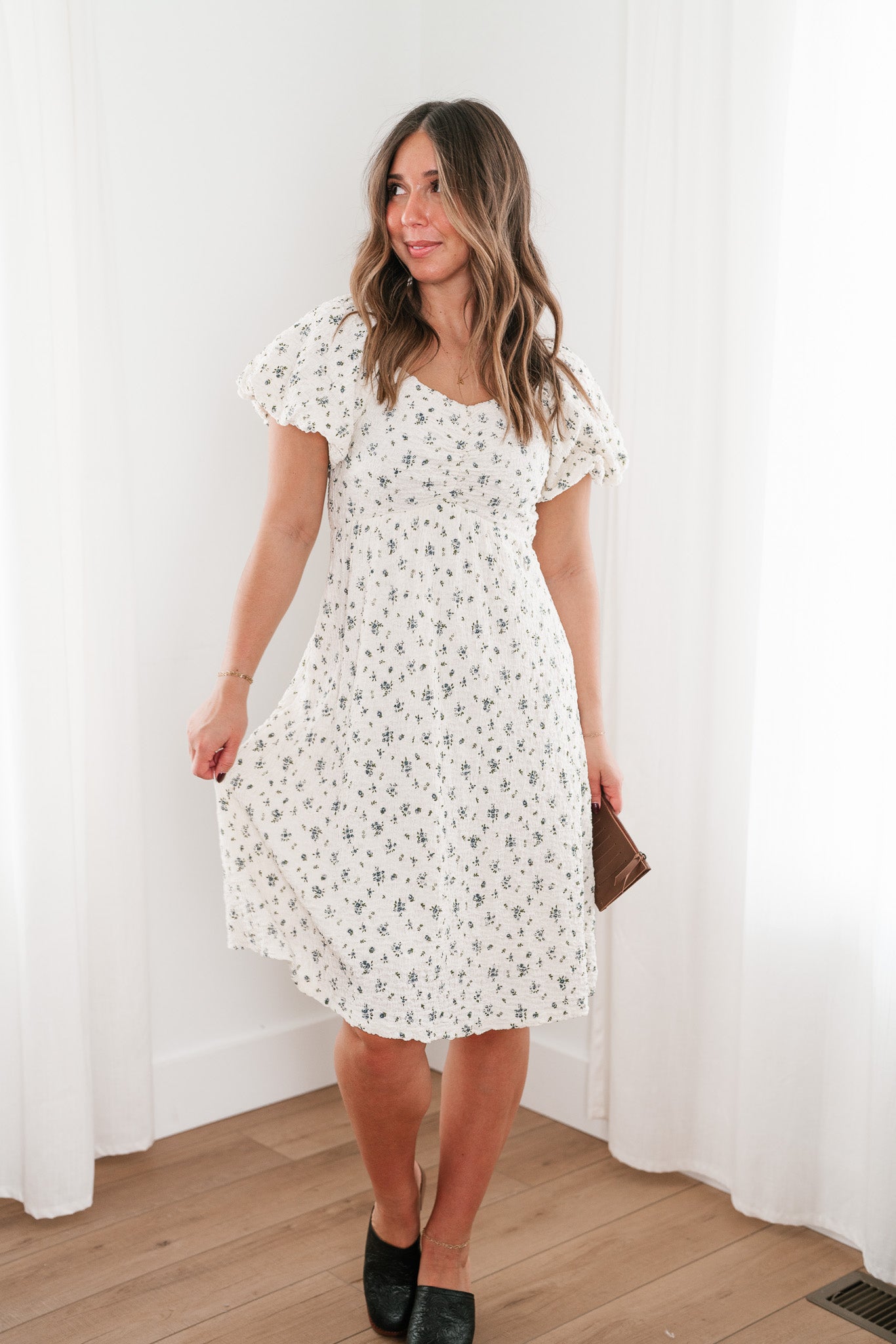 Forget Me Not Balloon Sleeve Dress