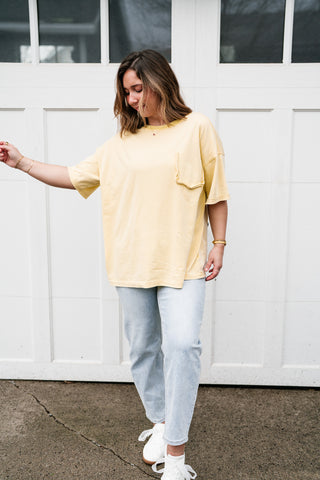 Forever Favorite Vintage Pocket Tee - Butter Yellow