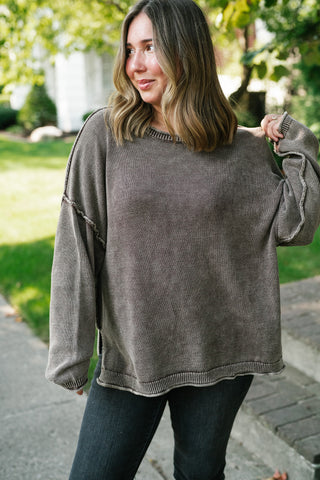 Ready to Go Knit Sweater - Dark Brown