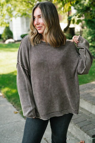 Ready to Go Knit Sweater - Dark Brown