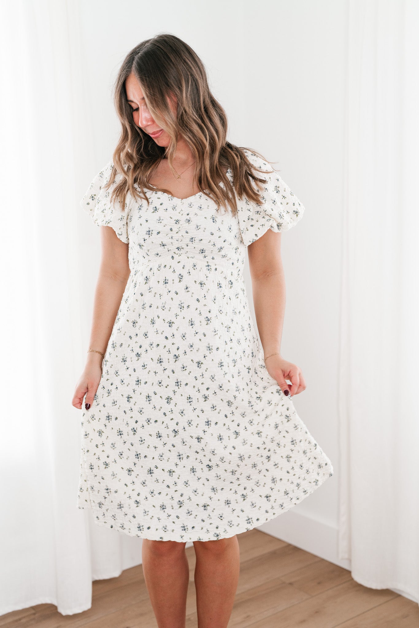 Forget Me Not Balloon Sleeve Dress