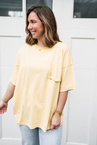 Forever Favorite Vintage Pocket Tee - Butter Yellow