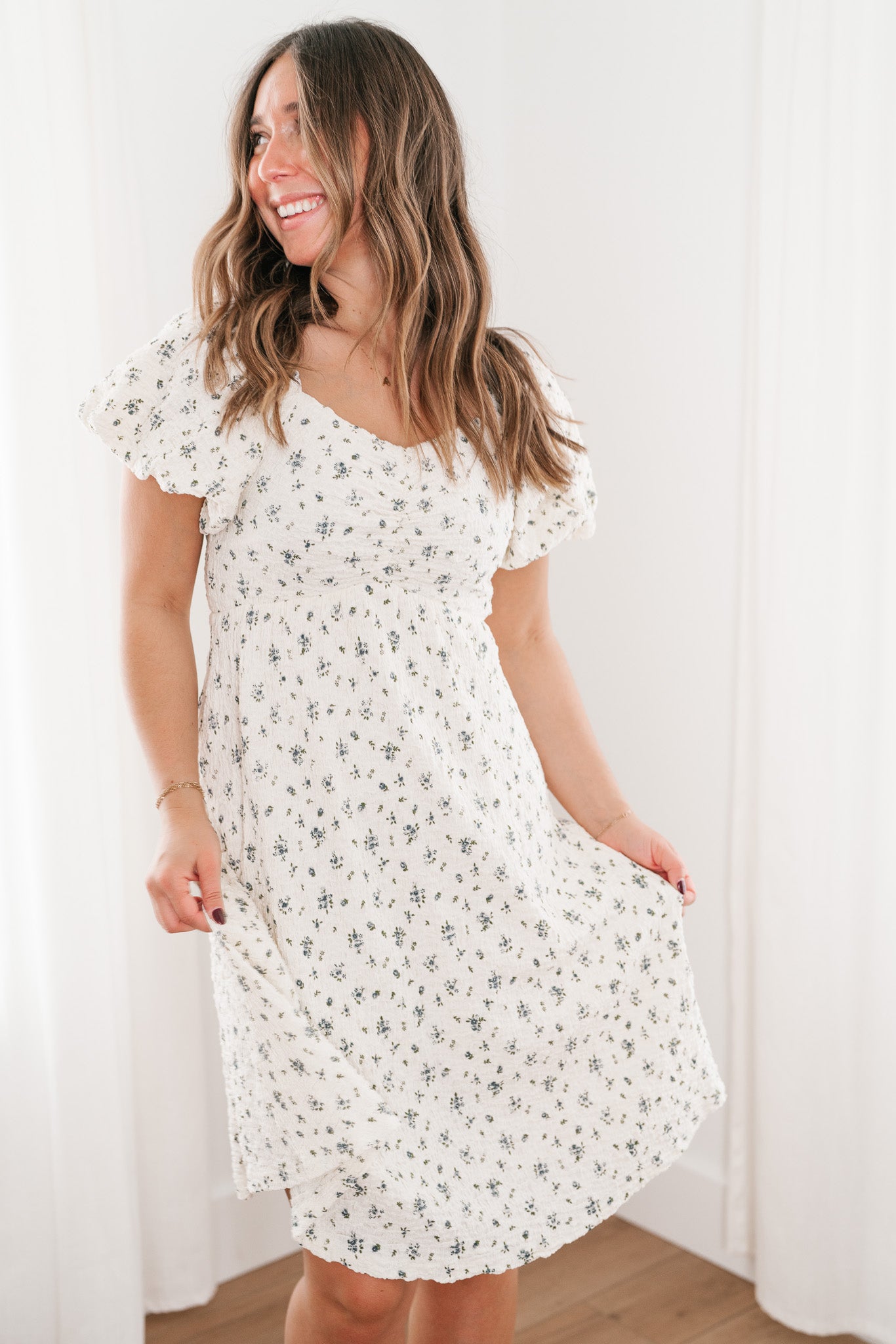 Forget Me Not Balloon Sleeve Dress