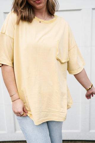 Forever Favorite Vintage Pocket Tee - Butter Yellow
