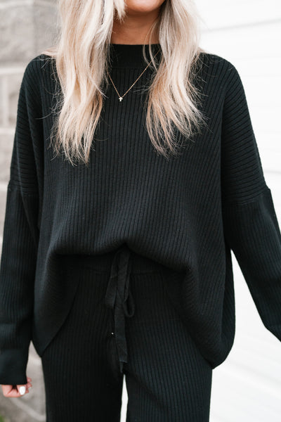 Imogen Ribbed Cozy Long Sleeve - Midnight Black