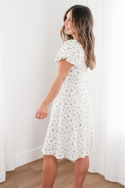 Forget Me Not Balloon Sleeve Dress