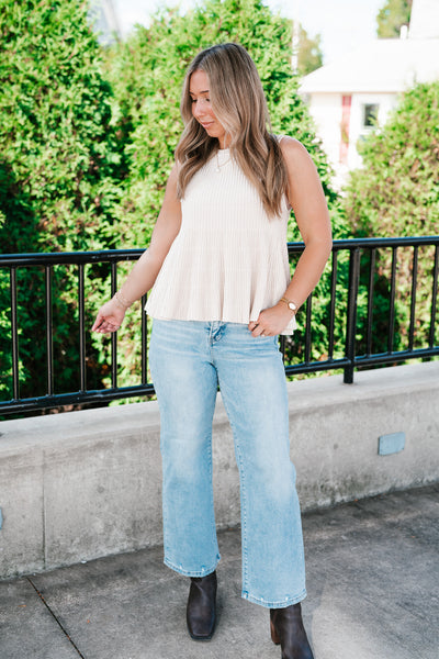 Fresh Start Knit Peplum Tank Top