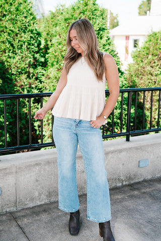 Fresh Start Knit Peplum Tank Top