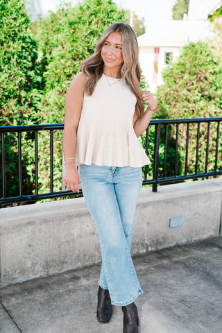 Fresh Start Knit Peplum Tank Top