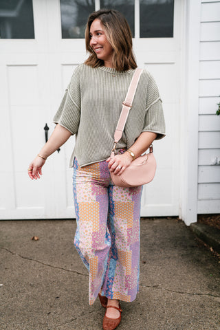 Subtle Simplicity Ribbed Knit Top - Olive