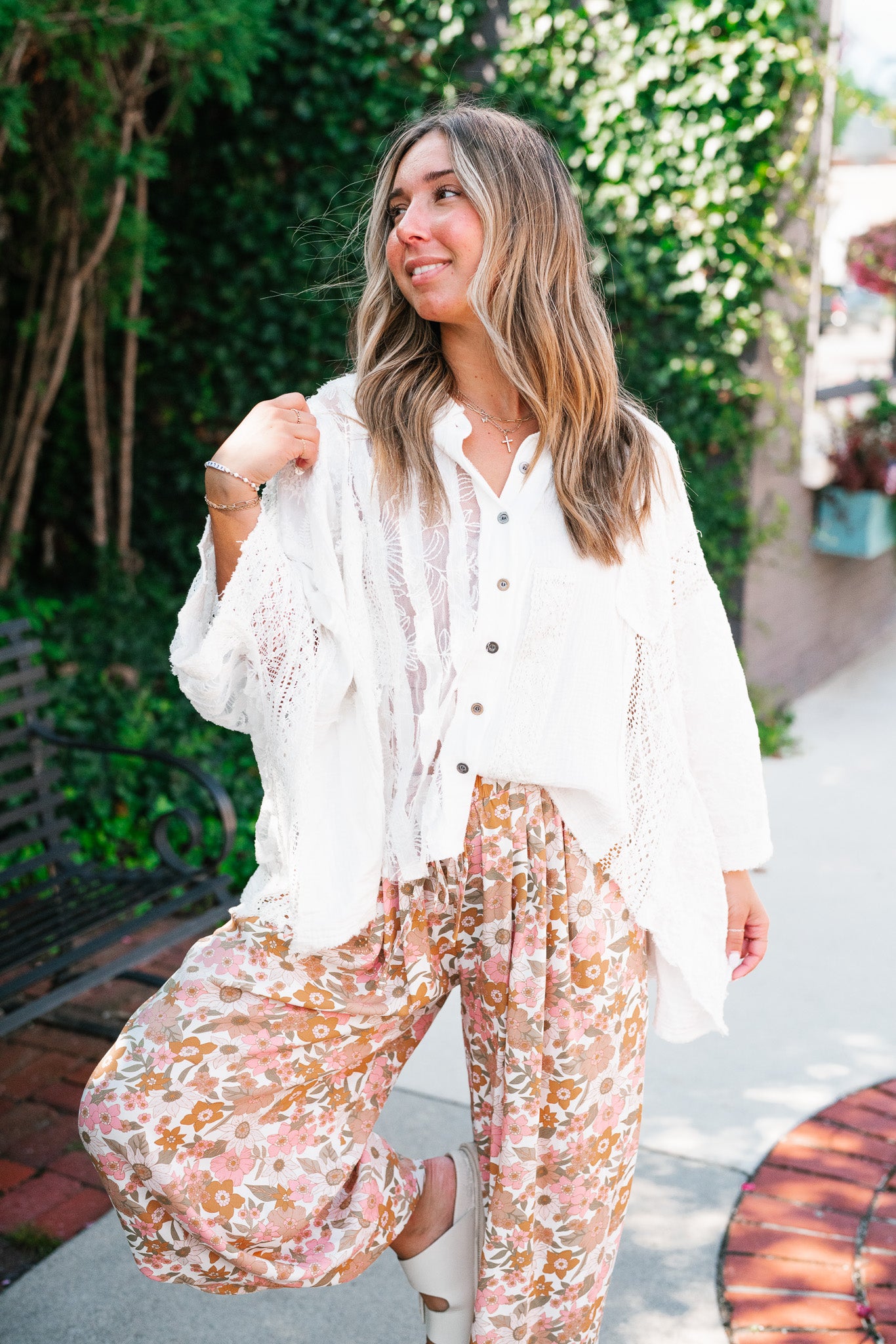 Lakelyn Lace Ivory Button Up Top