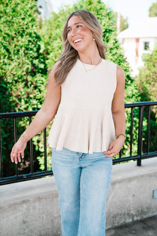 Fresh Start Knit Peplum Tank Top