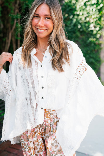 Lakelyn Lace Ivory Button Up Top