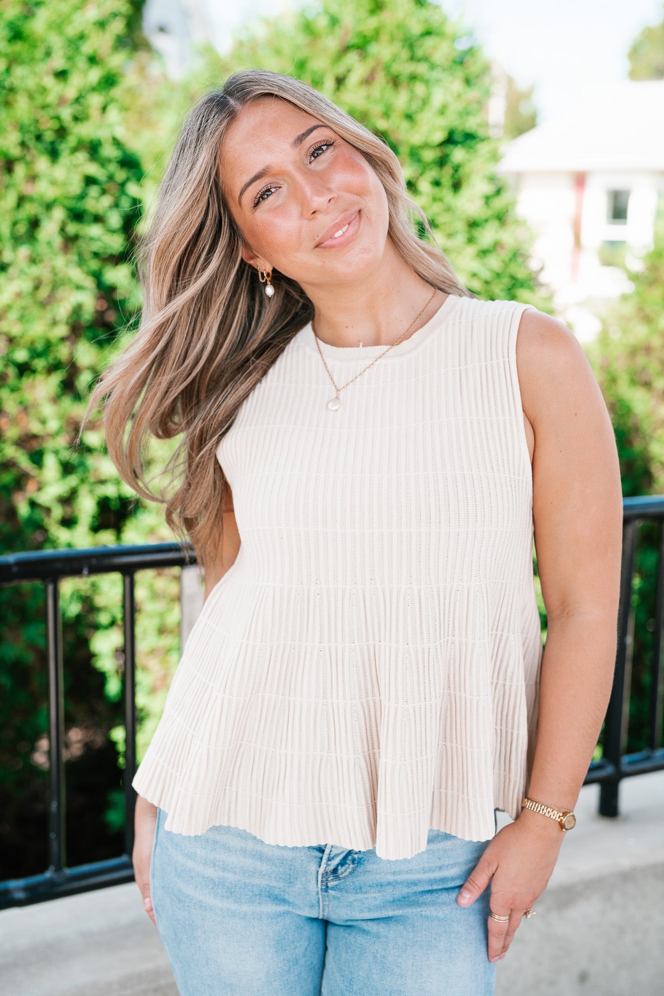 Fresh Start Knit Peplum Tank Top
