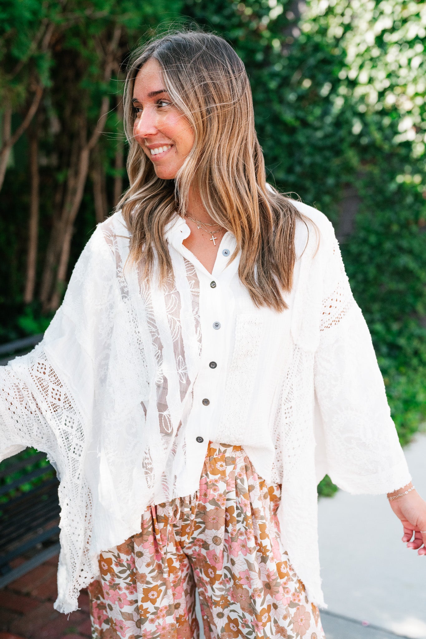 Lakelyn Lace Ivory Button Up Top