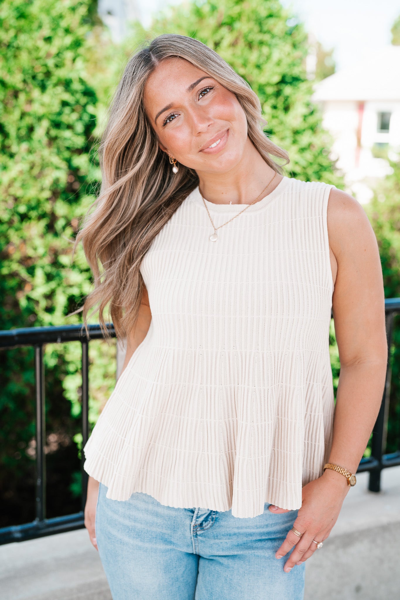 Fresh Start Knit Peplum Tank Top