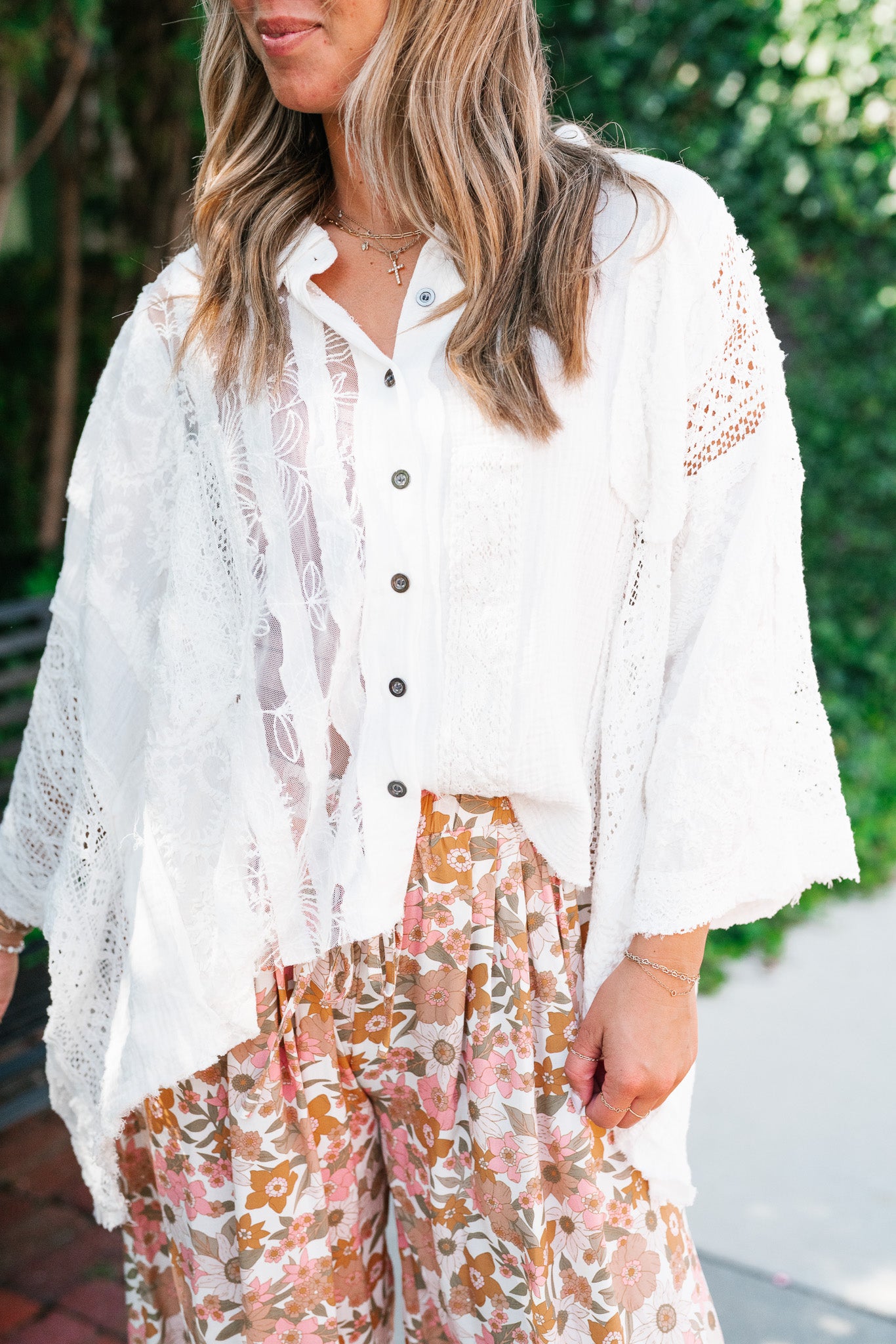 Lakelyn Lace Ivory Button Up Top