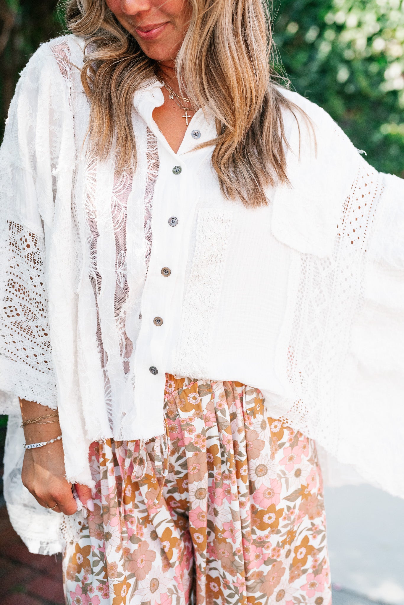 Lakelyn Lace Ivory Button Up Top