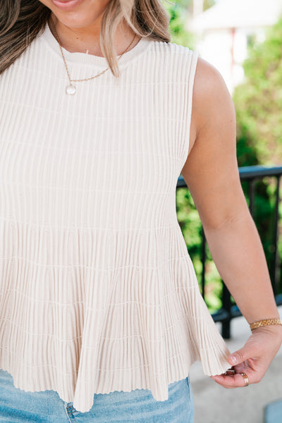 Fresh Start Knit Peplum Tank Top