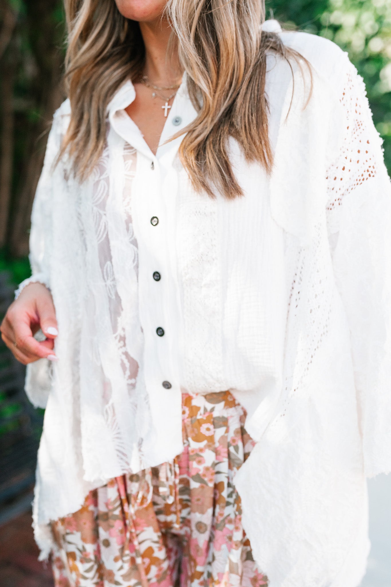 Lakelyn Lace Ivory Button Up Top