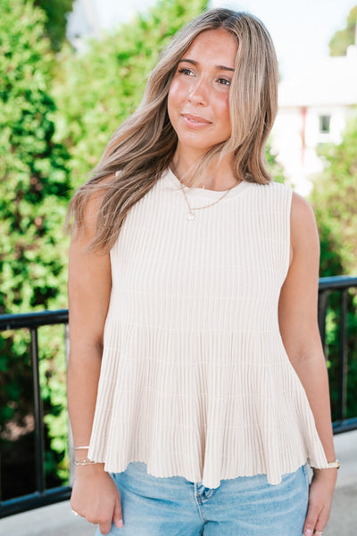 Fresh Start Knit Peplum Tank Top