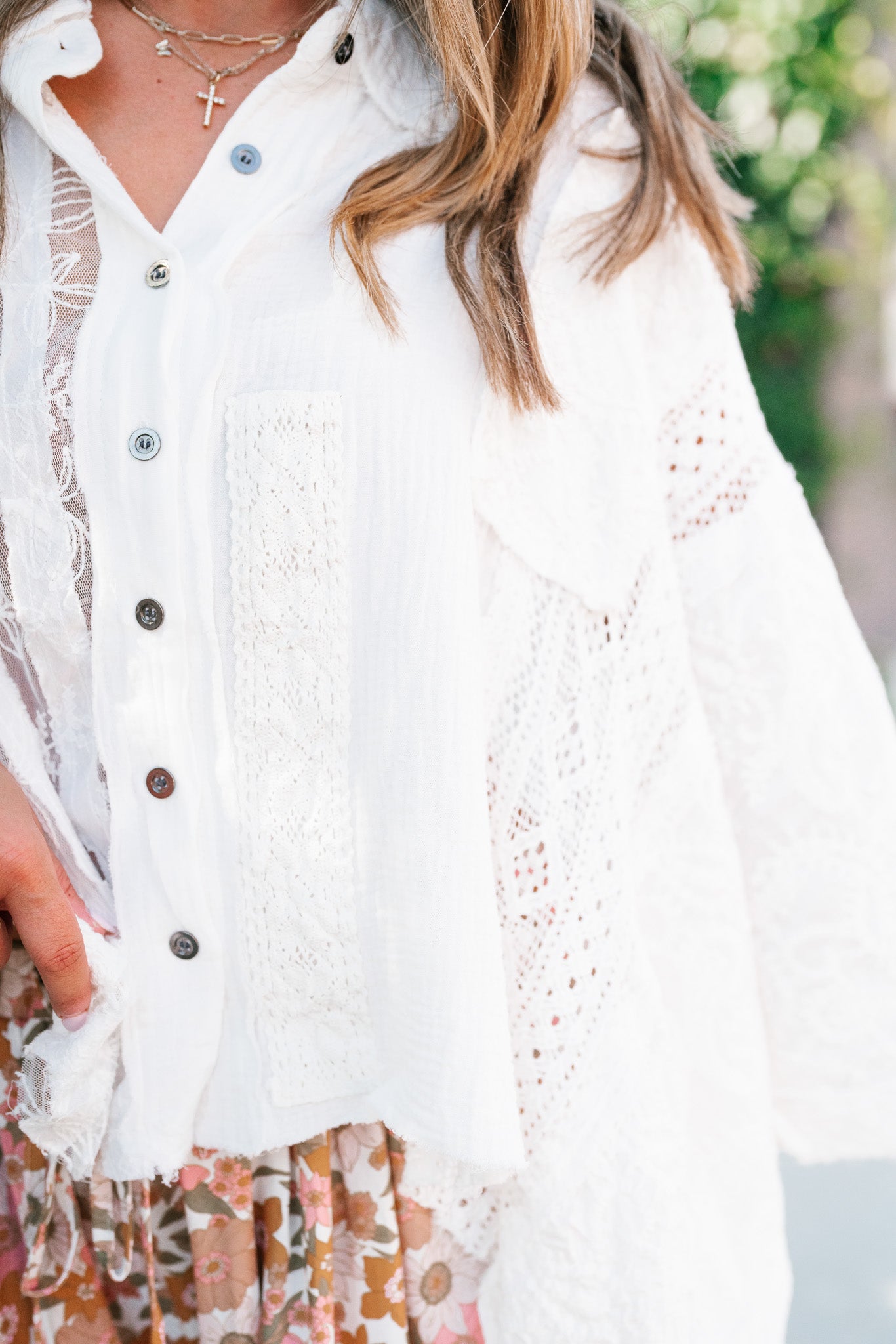 Lakelyn Lace Ivory Button Up Top