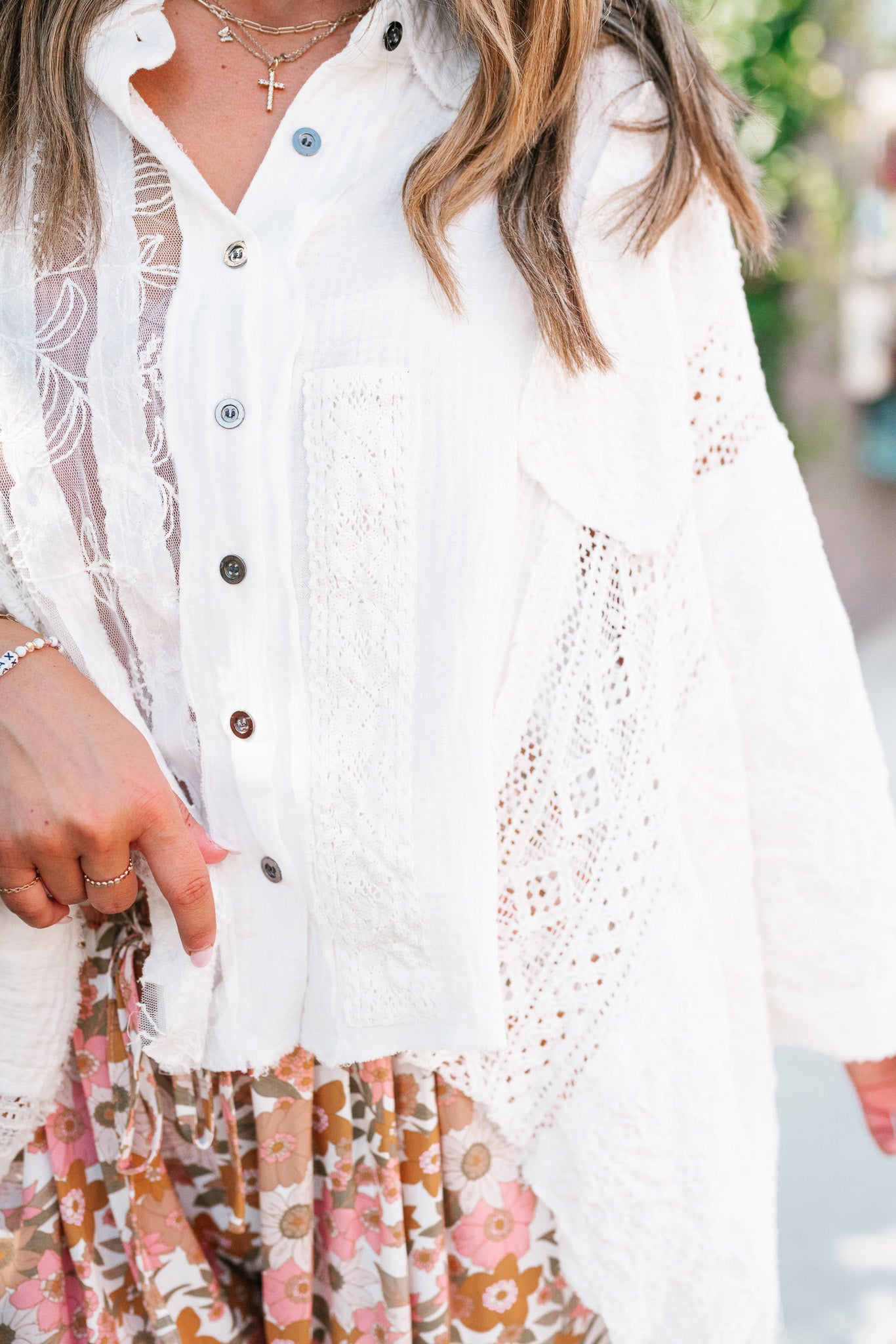 Lakelyn Lace Ivory Button Up Top