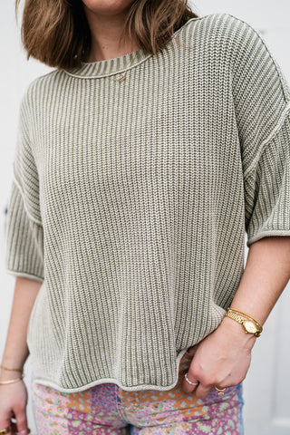 Subtle Simplicity Ribbed Knit Top - Olive