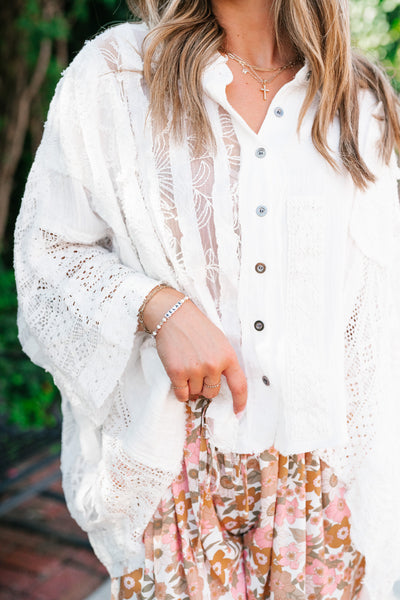 Lakelyn Lace Ivory Button Up Top