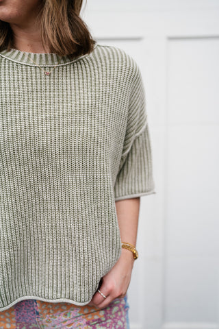 Subtle Simplicity Ribbed Knit Top - Olive