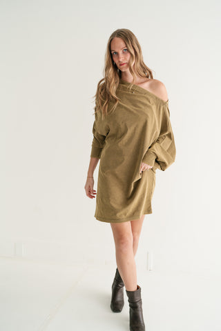 Sundown Off-Shoulder Washed Dolman Sleeve Top