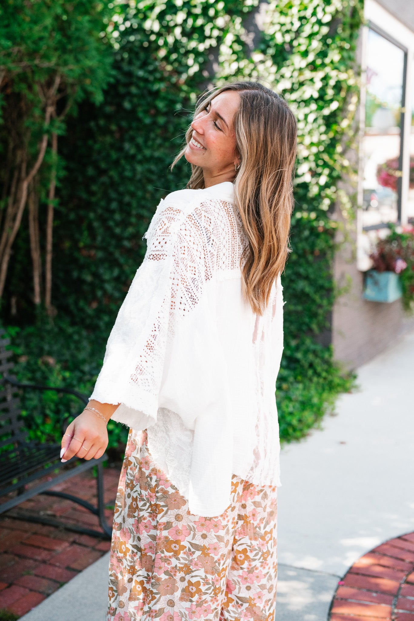 Lakelyn Lace Ivory Button Up Top