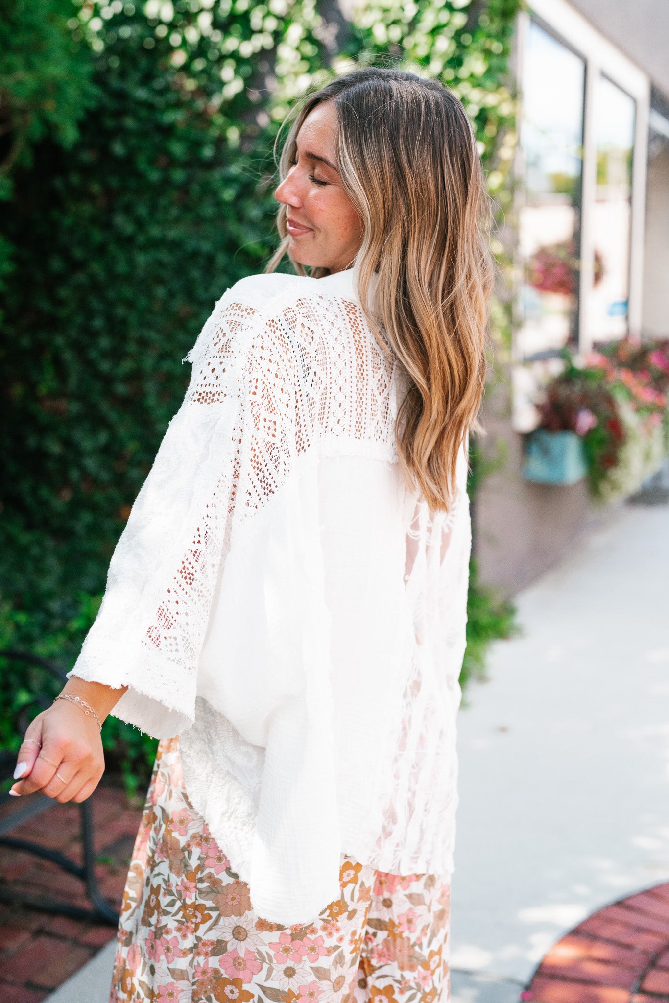 Lakelyn Lace Ivory Button Up Top