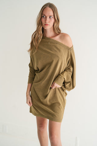 Sundown Off-Shoulder Washed Dolman Sleeve Top