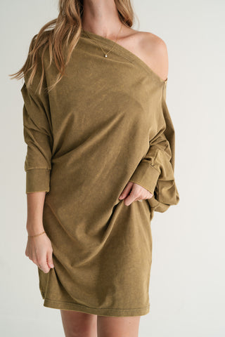 Sundown Off-Shoulder Washed Dolman Sleeve Top