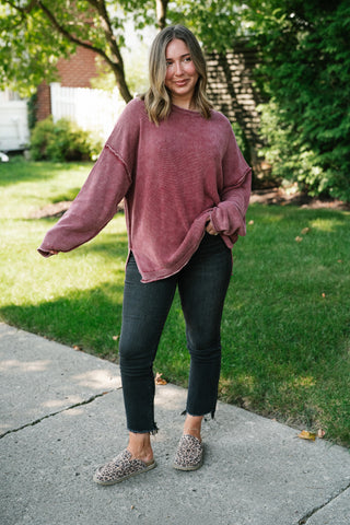 Ready to Go Knit Sweater - Soft Burgundy