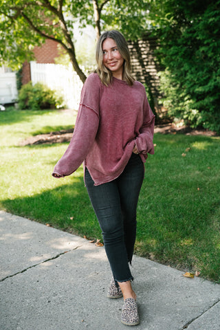 Ready to Go Knit Sweater - Soft Burgundy