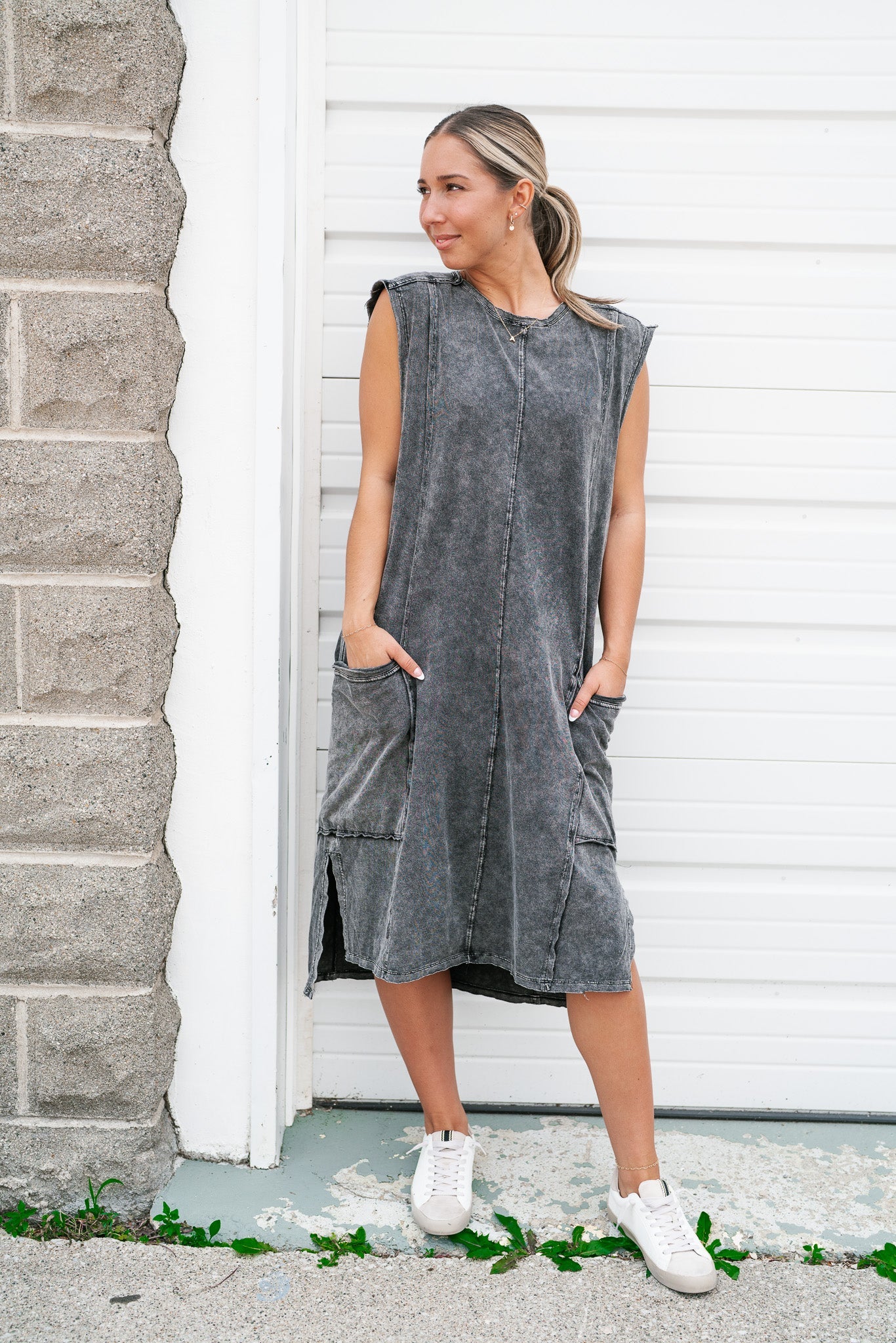 Mineral Wash Midi Dress