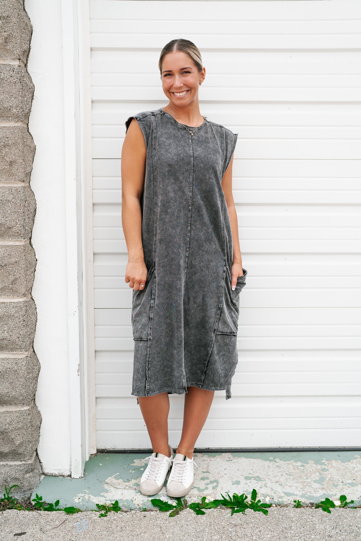 Mineral Wash Midi Dress