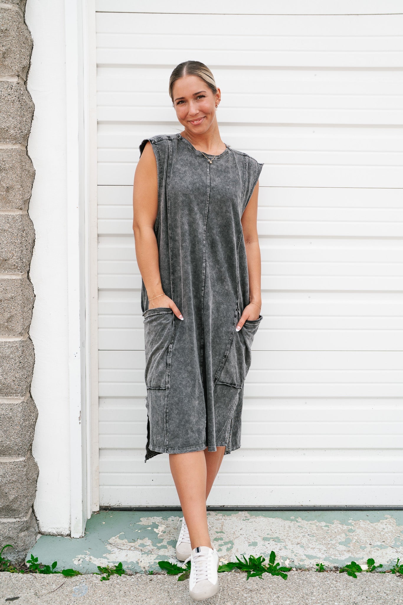 Mineral Wash Midi Dress