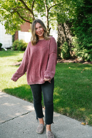 Ready to Go Knit Sweater - Soft Burgundy