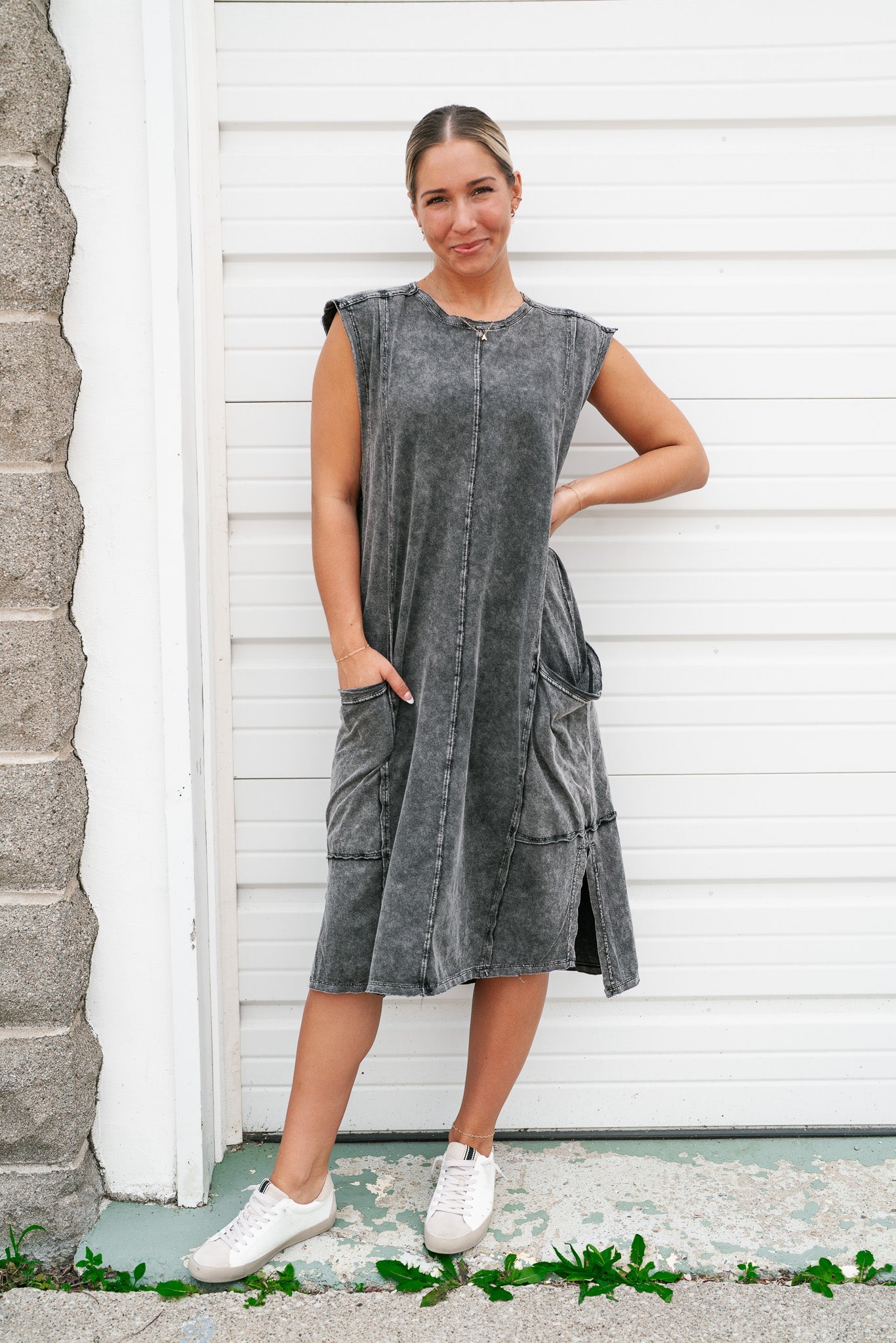 Mineral Wash Midi Dress