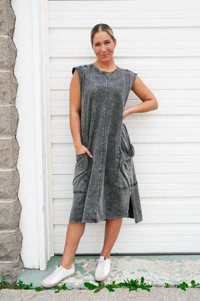 Mineral Wash Midi Dress