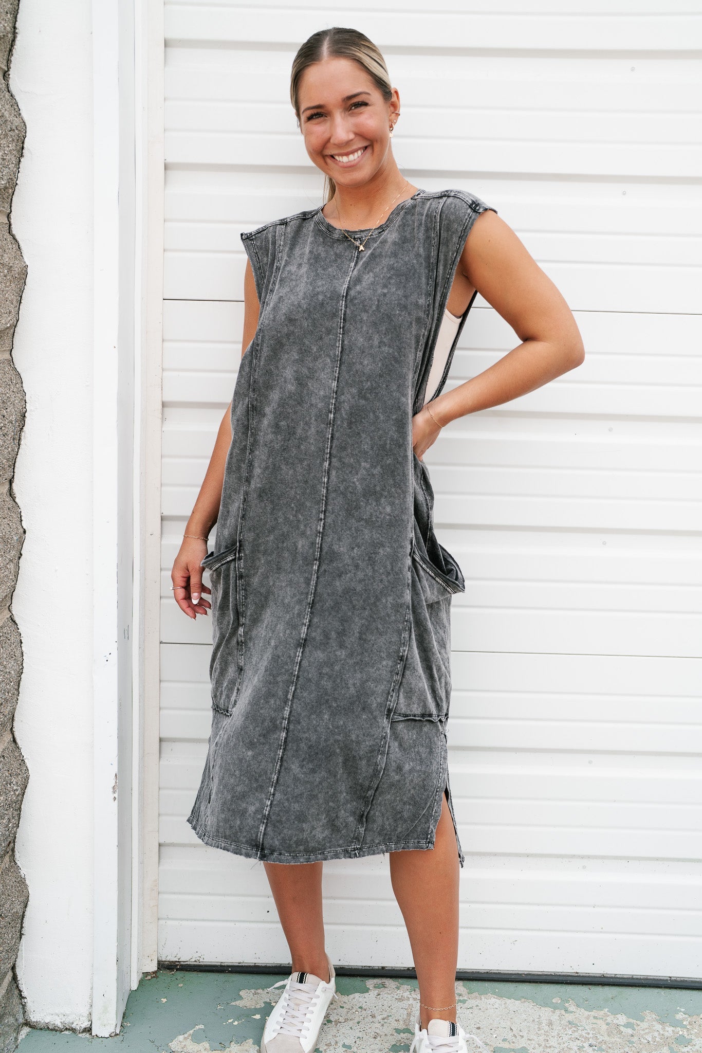 Mineral Wash Midi Dress