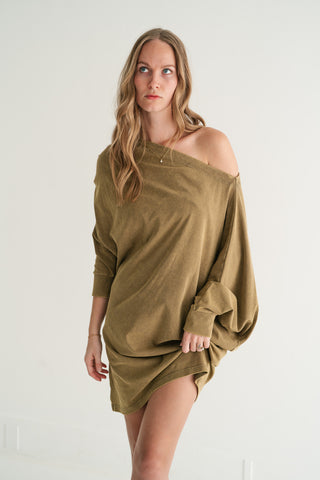 Sundown Off-Shoulder Washed Dolman Sleeve Top